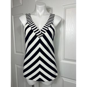 Anthropologie Verbatim Tank Top Cotton Navy White Stripe Size M